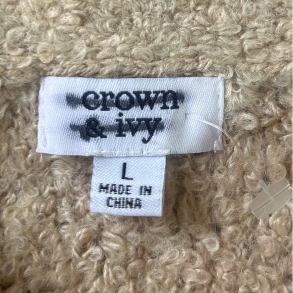 Crown & Ivy Chunky Knit Textured Sweater Womens Large Tan New WOT - Picture 5 of 6